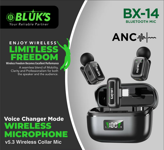 BX-14 | ANC | Double Mic | Charging Case | Voice Changer Mode | Wireless Mics