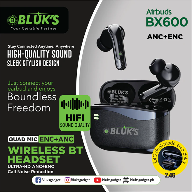 BX-600 Quad-Mic ANC + ENC  2.4G Dongle