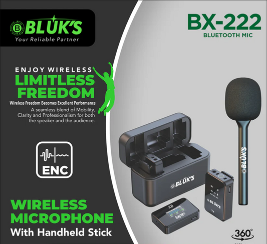 BX-222 | Double Mic | ENC | Hand Held Stick | IPhone & Type C Connector |